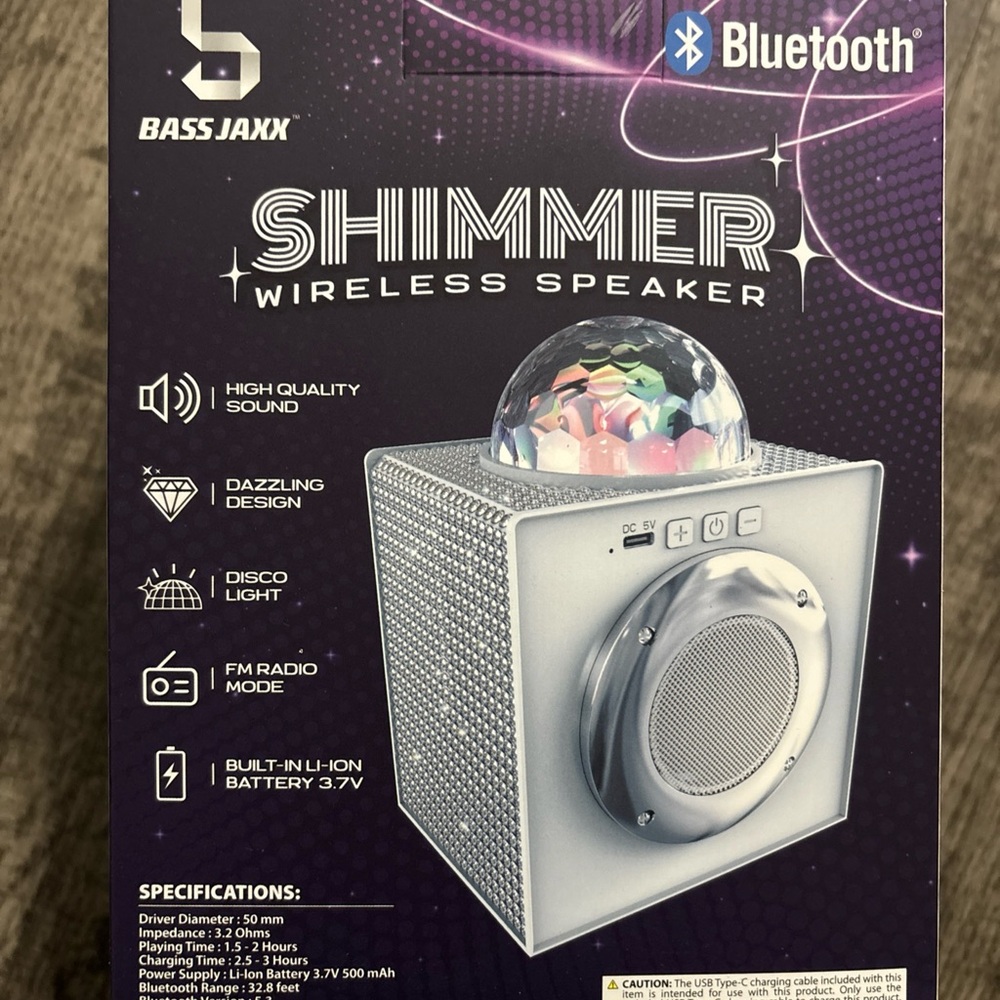 Silver Portable Bluetooth Speaker with LED Lights